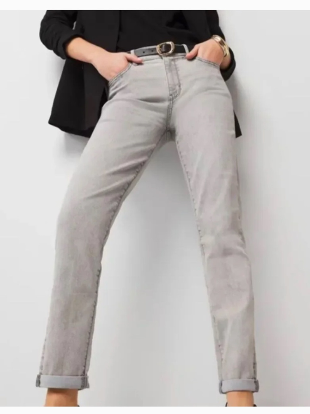 Sonoma Girlfriend Mid Rise Jeans in Gray, Size 10